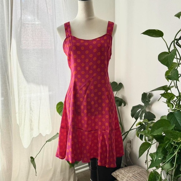 Vintage Pink Polka Dot Midi Dress - Picture 4 of 5